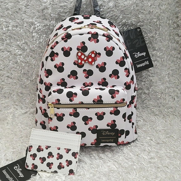 NWT Loungefly Minnie Polkabows mini backpack and cardholder main image 7